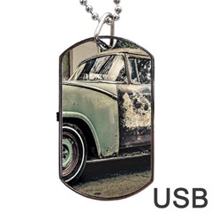 Abandoned Old Car Photo Dog Tag Usb Flash (one Side) by dflcprintsclothing