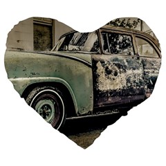 Abandoned Old Car Photo Large 19  Premium Flano Heart Shape Cushions by dflcprintsclothing