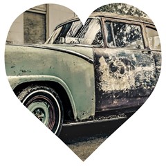 Abandoned Old Car Photo Wooden Puzzle Heart by dflcprintsclothing