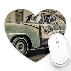 Abandoned Old Car Photo Heart Mousepads