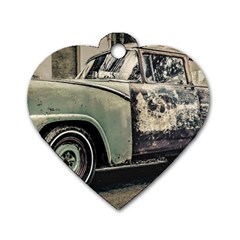 Abandoned Old Car Photo Dog Tag Heart (two Sides) by dflcprintsclothing