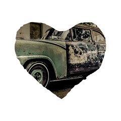 Abandoned Old Car Photo Standard 16  Premium Flano Heart Shape Cushions by dflcprintsclothing