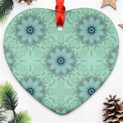 Mint Floral Pattern Ornament (heart) by Dazzleway