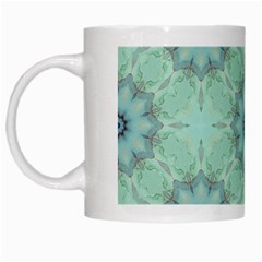 Mint Floral Pattern White Mugs by Dazzleway