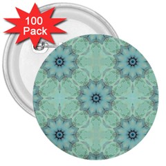 Mint Floral Pattern 3  Buttons (100 Pack)  by Dazzleway