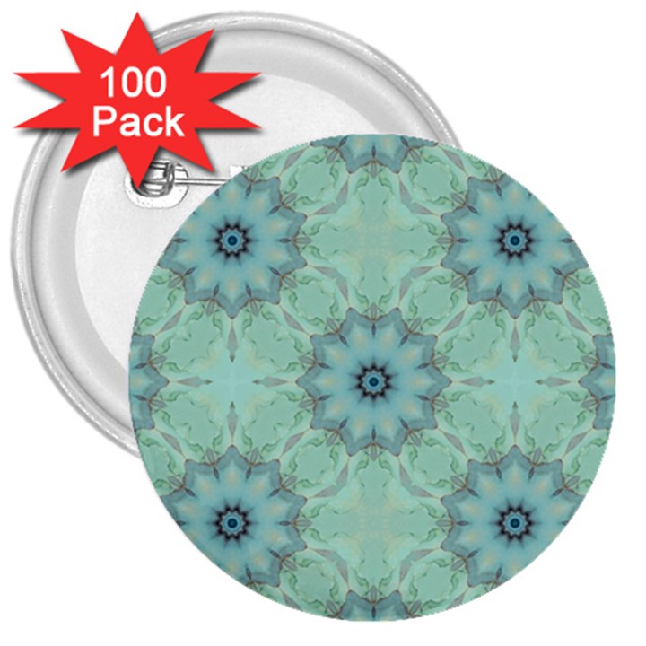 Mint floral pattern 3  Buttons (100 pack) 