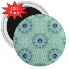 Mint Floral Pattern 3  Magnets (100 Pack) by Dazzleway