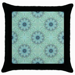 Mint Floral Pattern Throw Pillow Case (black) by Dazzleway