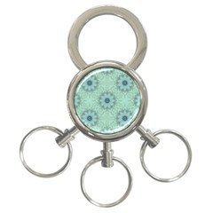 Mint Floral Pattern 3-ring Key Chain by Dazzleway