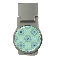 Mint Floral Pattern Money Clips (round)  by Dazzleway