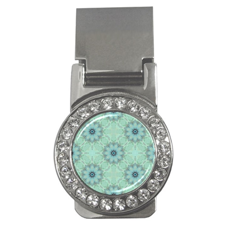 Mint floral pattern Money Clips (CZ) 