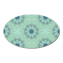 Mint Floral Pattern Oval Magnet by Dazzleway