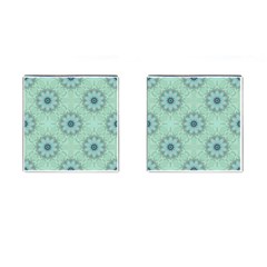 Mint Floral Pattern Cufflinks (square) by Dazzleway