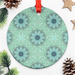 Mint Floral Pattern Round Ornament (two Sides) by Dazzleway