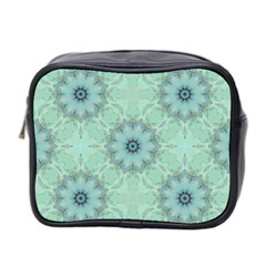 Mint Floral Pattern Mini Toiletries Bag (two Sides) by Dazzleway