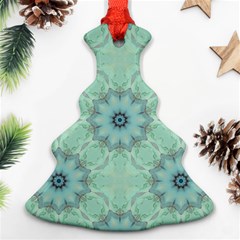 Mint Floral Pattern Christmas Tree Ornament (two Sides) by Dazzleway