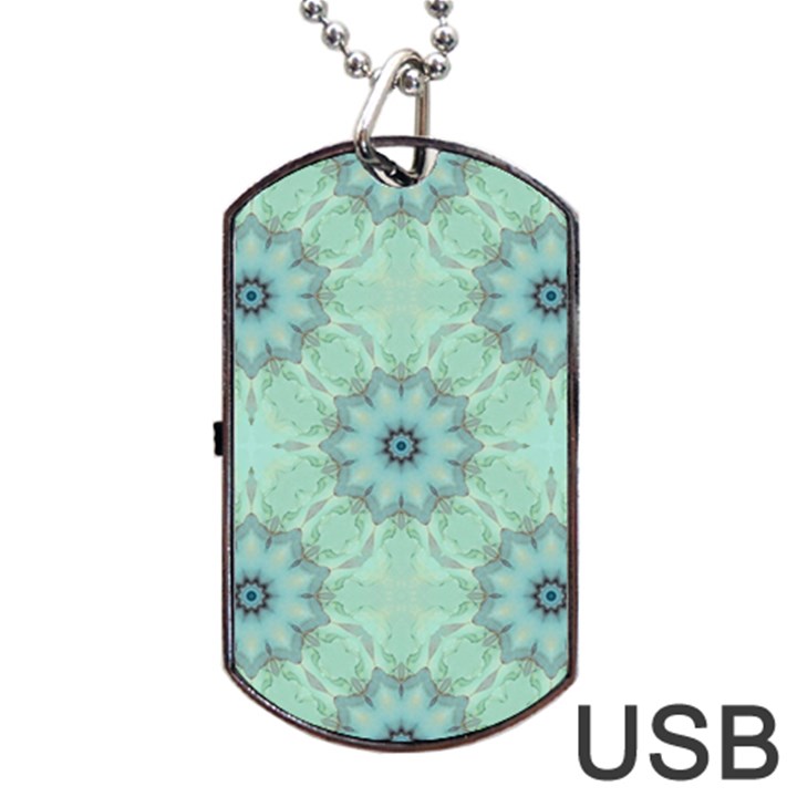 Mint floral pattern Dog Tag USB Flash (Two Sides)