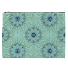 Mint Floral Pattern Cosmetic Bag (xxl) by Dazzleway