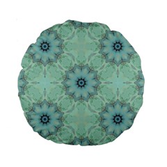 Mint Floral Pattern Standard 15  Premium Round Cushions by Dazzleway