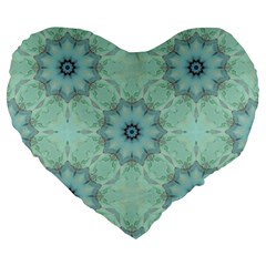 Mint Floral Pattern Large 19  Premium Heart Shape Cushions by Dazzleway