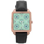 Mint floral pattern Rose Gold Leather Watch  Front