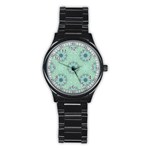 Mint floral pattern Stainless Steel Round Watch Front