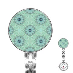 Mint Floral Pattern Stainless Steel Nurses Watch by Dazzleway