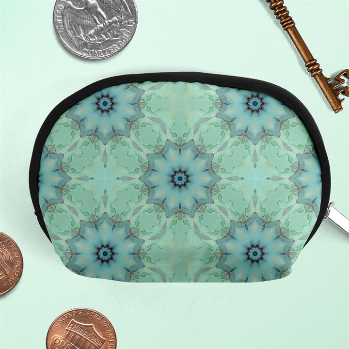 Mint floral pattern Accessory Pouch (Medium)