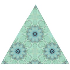 Mint Floral Pattern Wooden Puzzle Triangle by Dazzleway