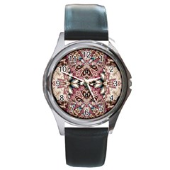 Pink Pattern Round Metal Watch by Dazzleway