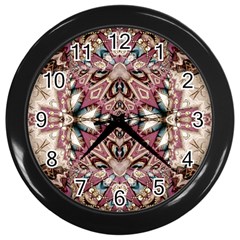 Pink Pattern Wall Clock (black) by Dazzleway