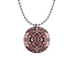 Pink pattern 1  Button Necklace Front