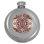 Pink pattern Round Hip Flask (5 oz) Front