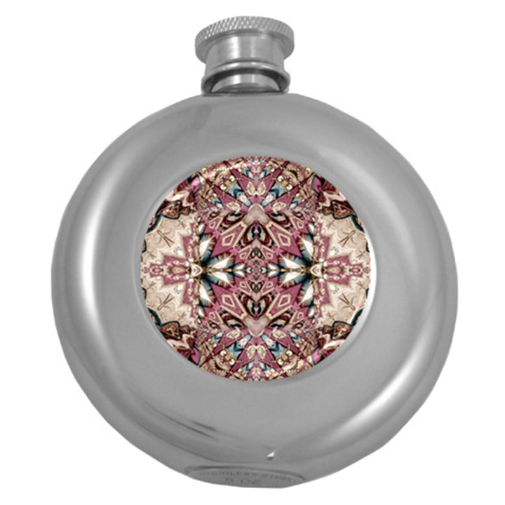 Pink pattern Round Hip Flask (5 oz)