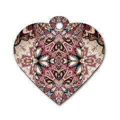 Pink Pattern Dog Tag Heart (one Side) by Dazzleway