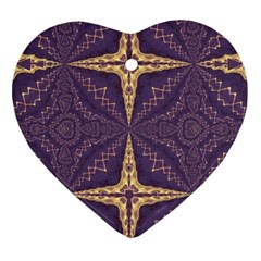 Purple And Gold Heart Ornament (two Sides)