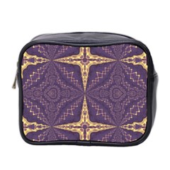 Purple And Gold Mini Toiletries Bag (two Sides) by Dazzleway