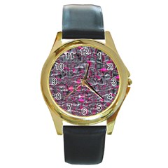 Robot Tastebuds Round Gold Metal Watch by MRNStudios