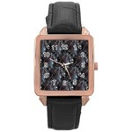 Black Pearls Rose Gold Leather Watch  Front