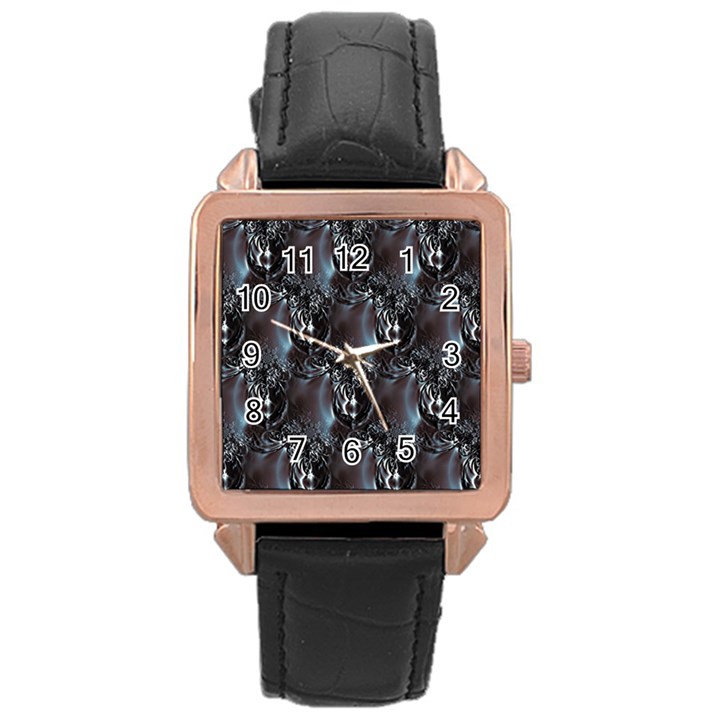 Black Pearls Rose Gold Leather Watch 