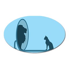 Cat Mirror Lion Oval Magnet by HermanTelo