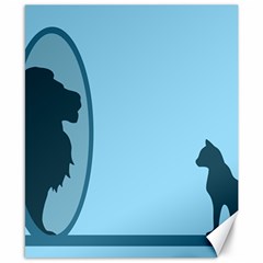 Cat Mirror Lion Canvas 8  X 10 