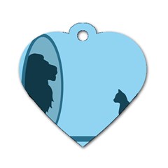 Cat Mirror Lion Dog Tag Heart (one Side)