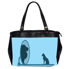 Cat Mirror Lion Oversize Office Handbag (2 Sides)