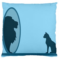 Cat Mirror Lion Large Flano Cushion Case (two Sides)