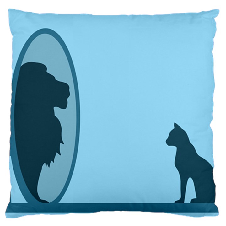 Cat Mirror Lion Large Flano Cushion Case (Two Sides)