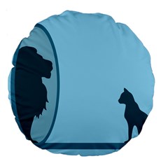 Cat Mirror Lion Large 18  Premium Flano Round Cushions