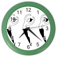 Classical Ballet Dancers Color Wall Clock by Mariart