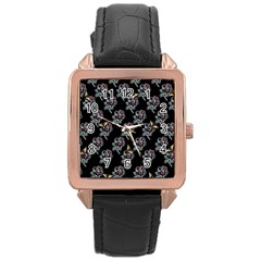 Rose Damour - Black - By Larenard Rose Gold Leather Watch  by LaRenard