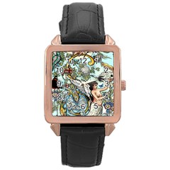 The Illustrated Alphabet - S - By Larenard Rose Gold Leather Watch  by LaRenard